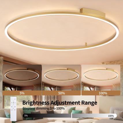 Brilagi - Lámpara de techo LED regulable PORTOFINO LED/85W/230V 3000-6000K Ø 120 cm en dorado + mando a distancia