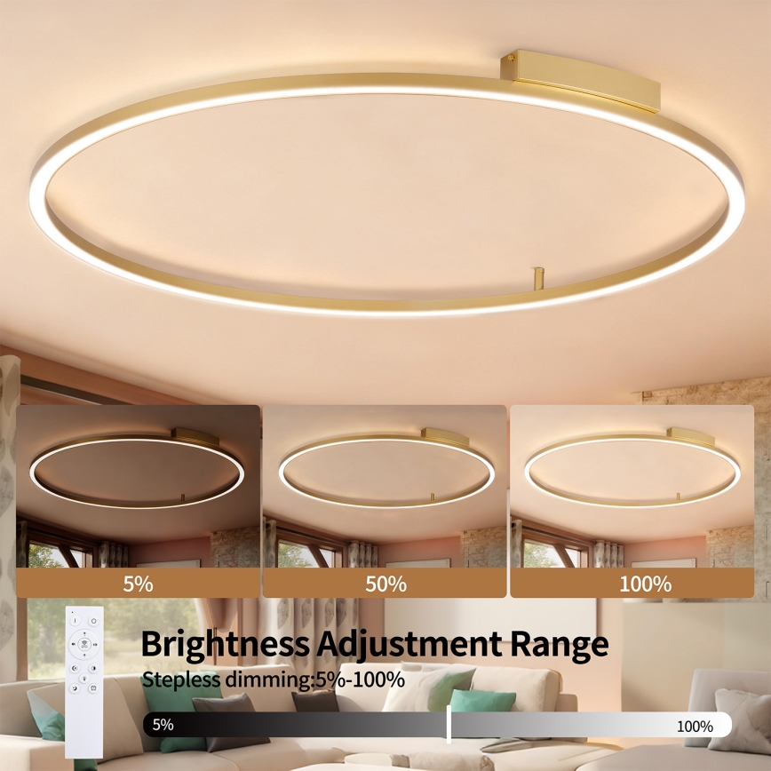 Brilagi - Lámpara de techo LED regulable PORTOFINO LED/85W/230V 3000-6000K Ø 120 cm en dorado + mando a distancia