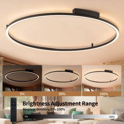 Brilagi - Lámpara de techo LED regulable PORTOFINO LED/85W/230V 3000-6000K diámetro 120 cm negra + mando a distancia