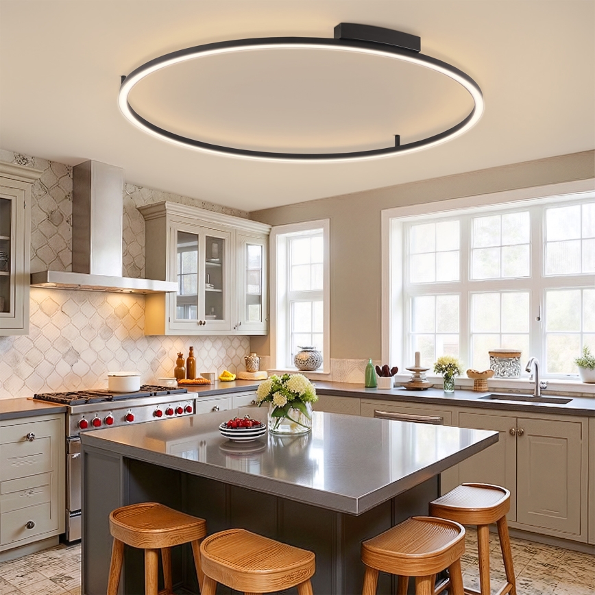Brilagi - Lámpara de techo LED regulable PORTOFINO LED/85W/230V 3000-6000K diámetro 120 cm negra + mando a distancia