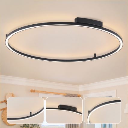Brilagi - Lámpara de techo LED regulable PORTOFINO LED/85W/230V 3000-6000K diámetro 120 cm negra + mando a distancia