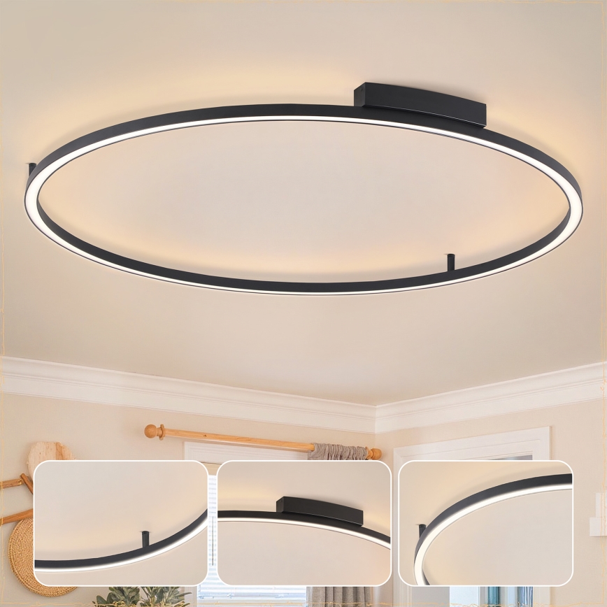 Brilagi - Lámpara de techo LED regulable PORTOFINO LED/85W/230V 3000-6000K diámetro 120 cm negra + mando a distancia