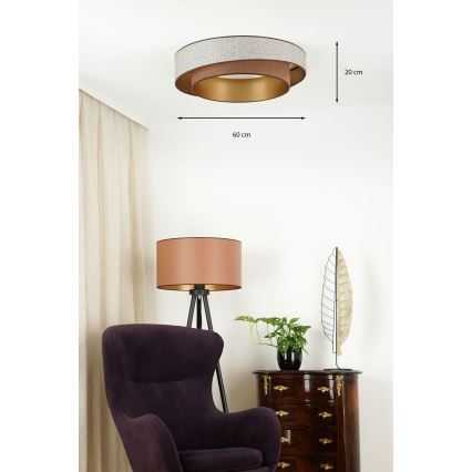 Brilagi - Plafón LED regulable VEGAS SHINE LED/24W/230V diá. 60 cm 3000/4000/6500K marrón + control remoto
