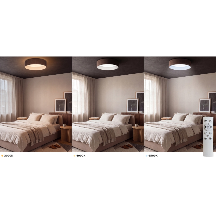 Brilagi - Luminaria de techo regulable VELVET SMART VARI LED/36W/230V 3000-6500K diámetro 55 cm marrón + mando a distancia