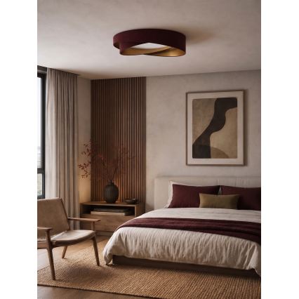 BRILAGI - Luminaria de techo regulable VELVET TWIST LED/36W/230V 3000-6000K Ø 65 cm Wi-Fi Tuya Beacon burdeos/dorado + mando a distancia