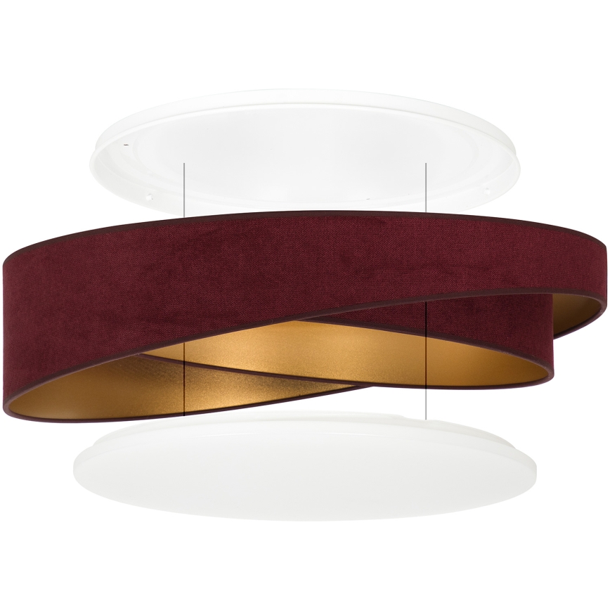 BRILAGI - Luminaria de techo regulable VELVET TWIST LED/36W/230V 3000-6000K Ø 65 cm Wi-Fi Tuya Beacon burdeos/dorado + mando a distancia