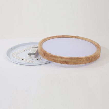 Brilagi - Lámpara de techo LED regulable WOODROUND LED/30W/230V 3000-6000K diámetro 40 cm madera CRI 90 + mando a distancia