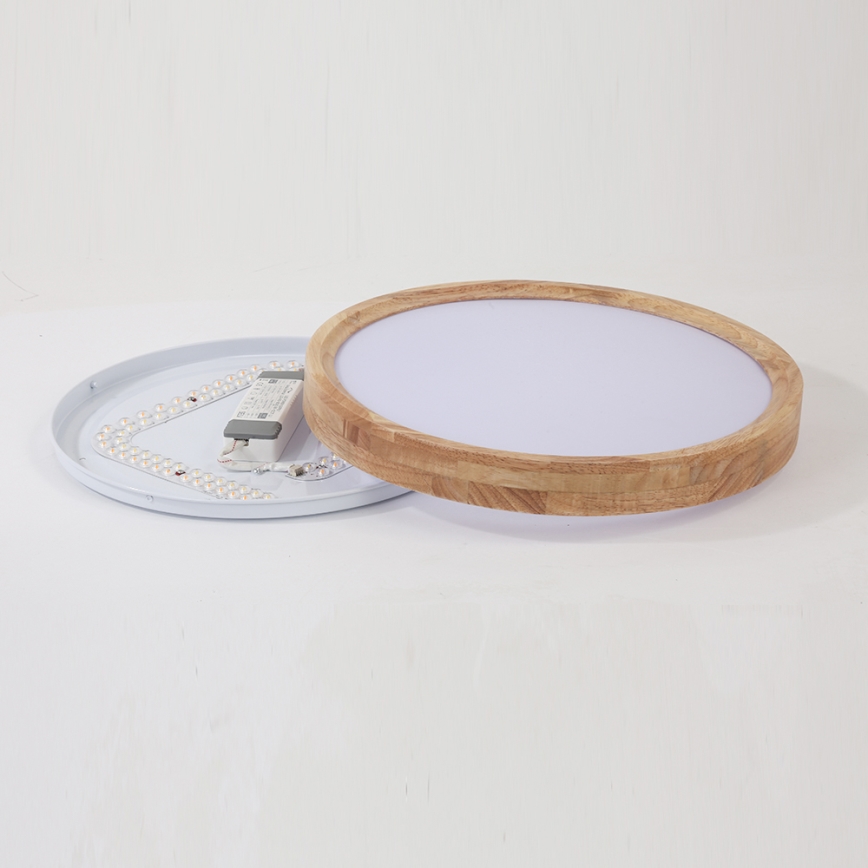 Brilagi - Lámpara de techo LED regulable WOODROUND LED/30W/230V 3000-6000K diámetro 40 cm madera CRI 90 + mando a distancia