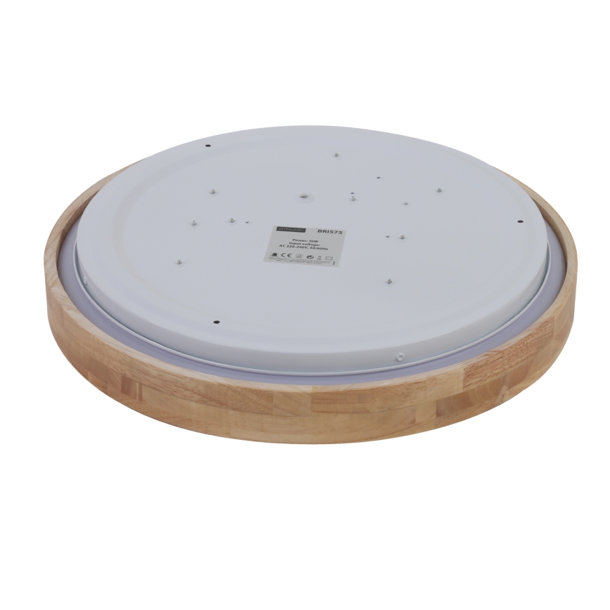 Brilagi - Lámpara de techo LED regulable WOODROUND LED/30W/230V 3000-6000K diámetro 40 cm madera CRI 90 + mando a distancia