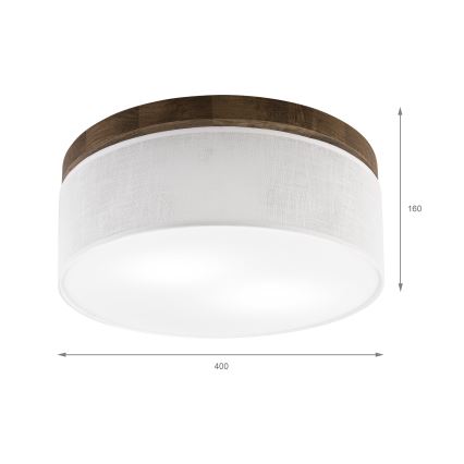 Brilagi - Lámpara de techo LED BELLADONNA 2xE27/15W/230V diámetro 40 cm blanco/roble nogal