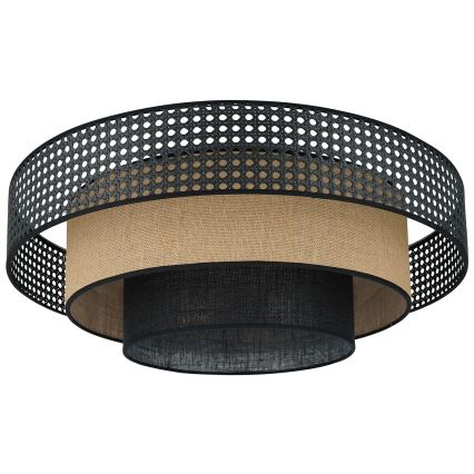 Brilagi - Lámpara de techo LED DAKOTA LUNETA LED/12W/230V Ø 60 cm 3000K/4000K/6400K negro/rattán