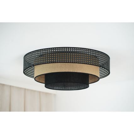 Brilagi - Lámpara de techo LED DAKOTA LUNETA LED/12W/230V Ø 60 cm 3000K/4000K/6400K negro/rattán