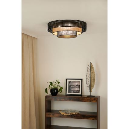 Brilagi - Lámpara de techo LED DAKOTA LUNETA LED/12W/230V Ø 60 cm 3000K/4000K/6400K negro/rattán