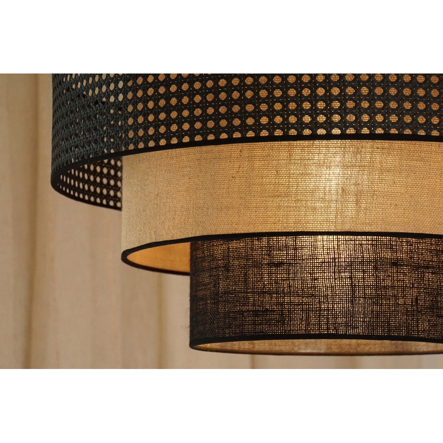 Brilagi - Lámpara de techo LED DAKOTA LUNETA LED/12W/230V Ø 60 cm 3000K/4000K/6400K negro/rattán
