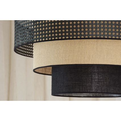 Brilagi - Lámpara de techo LED DAKOTA LUNETA LED/12W/230V Ø 60 cm 3000K/4000K/6400K negro/rattán