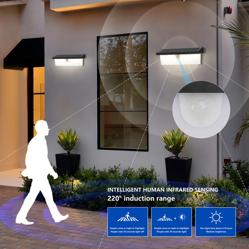 Brilagi - Lámpara solar de pared LED con sensor SUN RAY LED/6W/3,7V 2200 mAh IP44