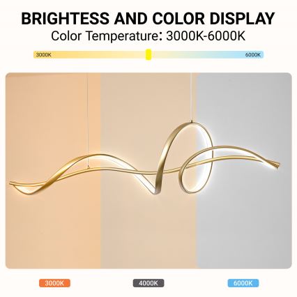 Brilagi - Lámpara colgante LED regulable SIGNATURE LED/55W/230V 3000-6000K 120x23 cm acabado dorado + mando a distancia