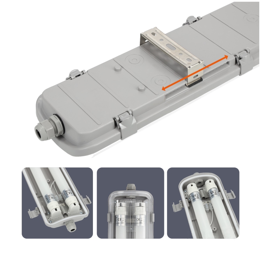 Brilagi - Lámpara técnica LED fluorescente OPTIMA T8 2xG13/18W/230V 6500K IP65 128 cm