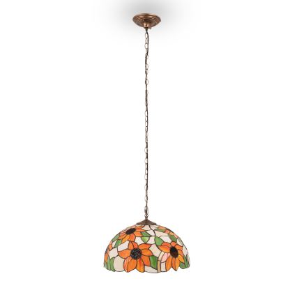 BRILAGI - Lámpara Tiffany de vidriera colgante con cadena SUNFLOWER 1xE27/60W/230V Ø 40 cm