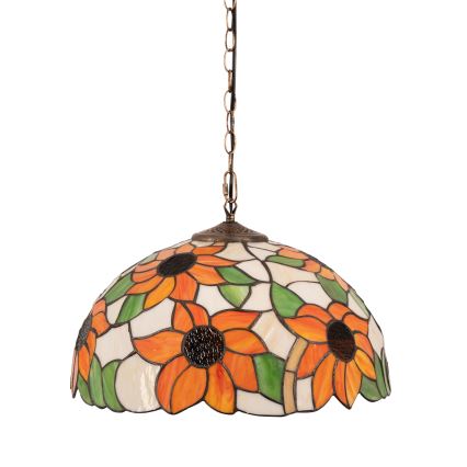BRILAGI - Lámpara Tiffany de vidriera colgante con cadena SUNFLOWER 1xE27/60W/230V Ø 40 cm