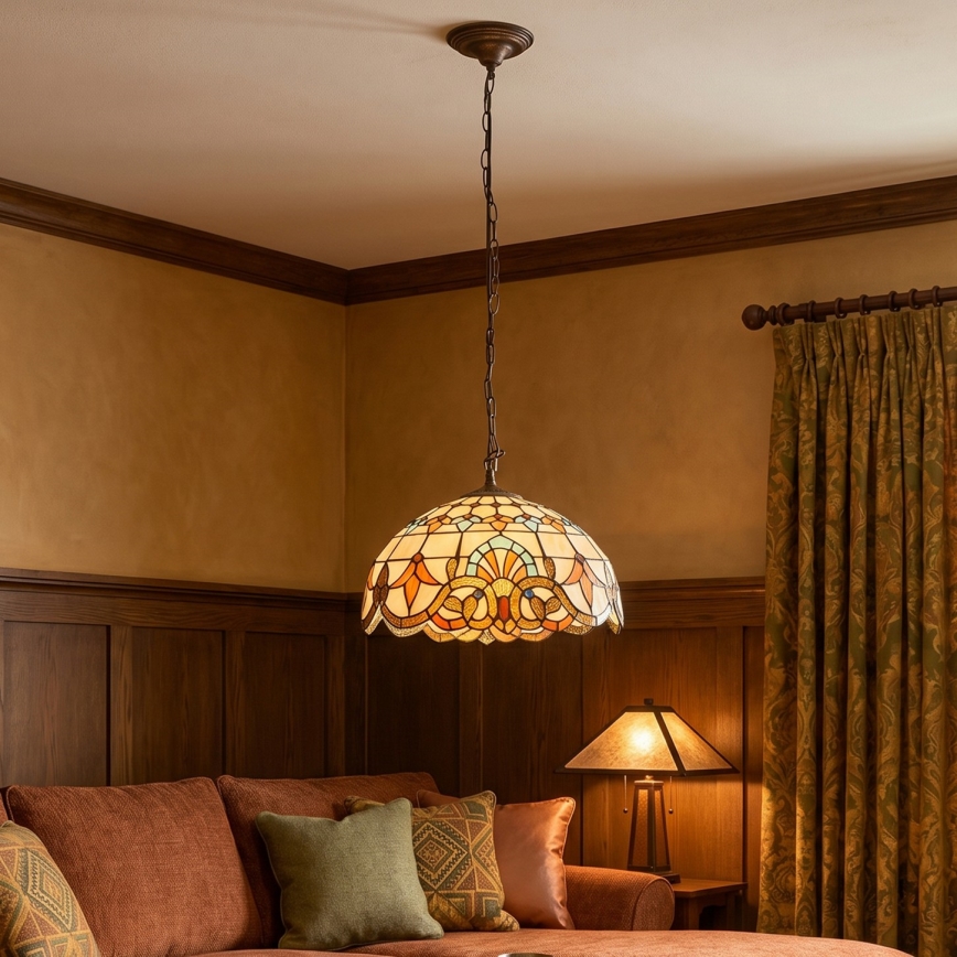 Brilagi - Lámpara Tiffany de vitral colgante con cadena MIRABELLA 1xE27/60W/230V Ø 40 cm