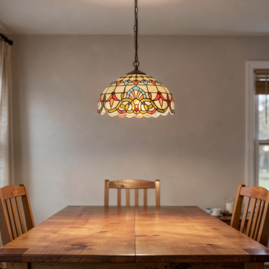 Brilagi - Lámpara Tiffany de vitral colgante con cadena MIRABELLA 1xE27/60W/230V Ø 40 cm