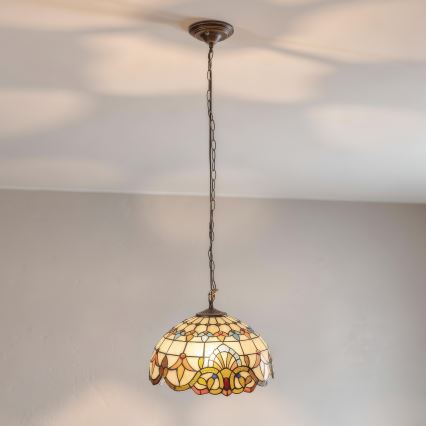 Brilagi - Lámpara Tiffany de vitral colgante con cadena MIRABELLA 1xE27/60W/230V Ø 40 cm
