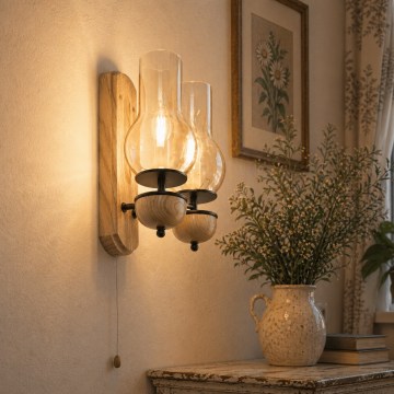 Brilagi - LED Aplique COTTAGE 2xE14/40W/230V roble/marrón