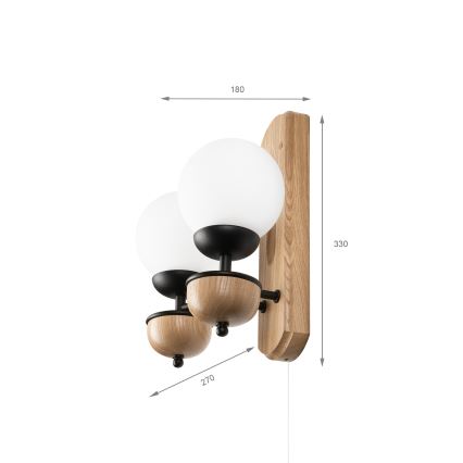 Brilagi - LED Aplique COTTAGE 2xG9/40W/230V roble/blanco