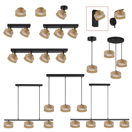 Brilagi - LED Aplique de pared con puerto USB AURA LUX 1xGX53/30W/230V negro/dorado