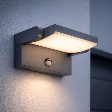 BRILAGI - LED aplique de pared exterior con sensor de movimiento y sensor crepuscular ANKLE LED/12W/230V IP65 negro