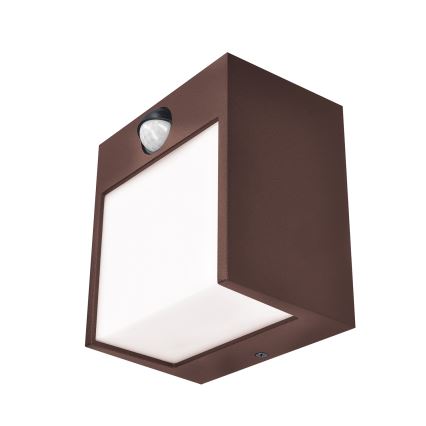 Brilagi - Aplique LED de pared exterior con sensor TERNI LED/12W/230V marrón IP44