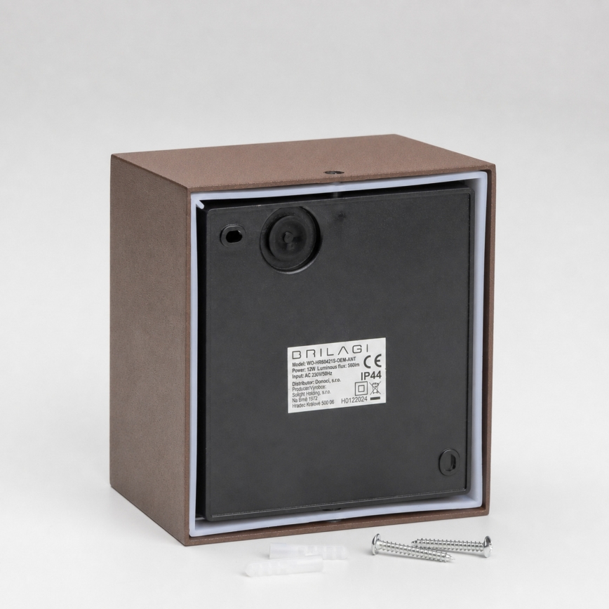 BRILAGI - Aplique LED de pared exterior con sensor TERNI LED/12W/230V marrón IP44