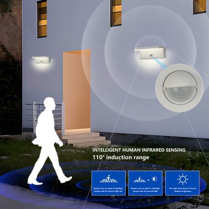 BRILAGI - Aplique LED exterior con sensor TESSI LED/10W/230V blanco IP54