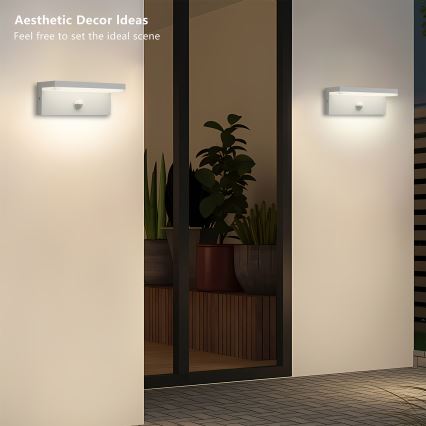 BRILAGI - Aplique LED exterior con sensor TESSI LED/10W/230V blanco IP54