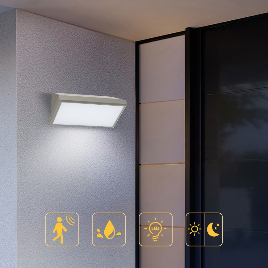 Brilagi - Aplique mural LED para exterior con sensor TRIANGLE LED/20W/230V gris IP65