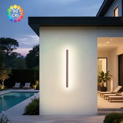 BRILAGI - Aplique de pared exterior LINEAR LED/22W/230V 3000K IP65 100 cm marrón IRC 90