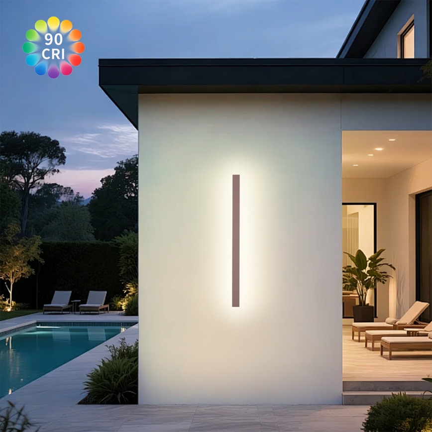 BRILAGI - Aplique de pared exterior LINEAR LED/22W/230V 3000K IP65 100 cm marrón IRC 90