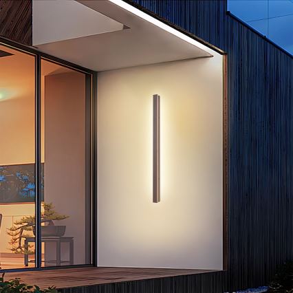 BRILAGI - Aplique de pared exterior LINEAR LED/22W/230V 3000K IP65 100 cm marrón IRC 90