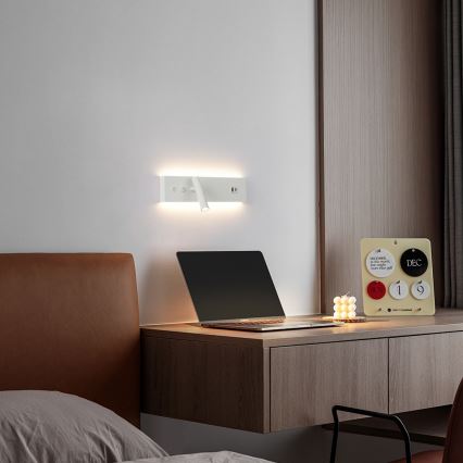 Brilagi - Aplique LED de pared orientable con puerto USB NOCTIS LED/3W/230V + LED/9W blanco