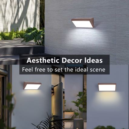 Brilagi - Aplique LED de exterior con sensor TRIANGLE LED/20W/230V, marrón, IP65