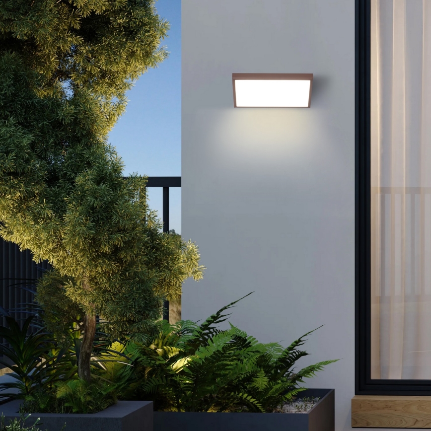Brilagi - Aplique LED de exterior con sensor TRIANGLE LED/20W/230V, marrón, IP65