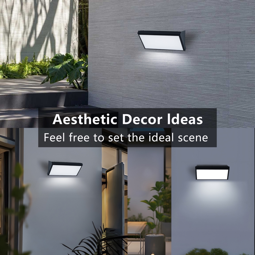 Brilagi - Aplique de pared exterior LED regulable TRIANGLE 1xE27/6W/230V 2700-6500K IP65 negro