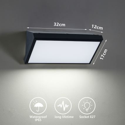 Brilagi - Aplique de pared exterior LED regulable TRIANGLE 1xE27/6W/230V 2700-6500K IP65 negro