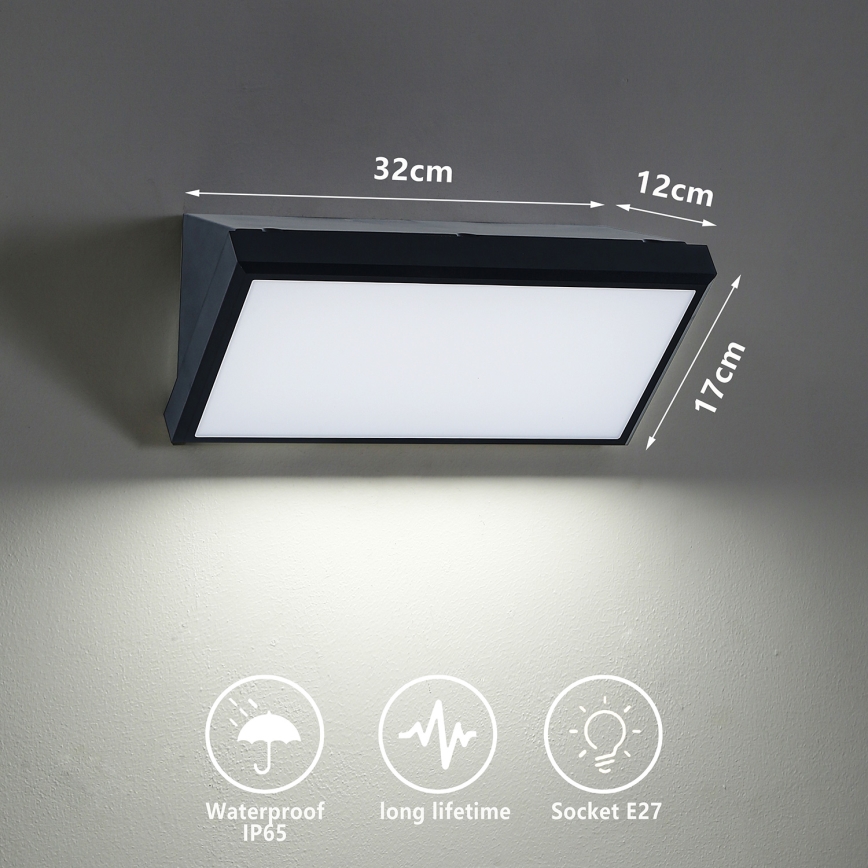 Brilagi - Aplique de pared exterior LED regulable TRIANGLE 1xE27/6W/230V 2700-6500K IP65 negro
