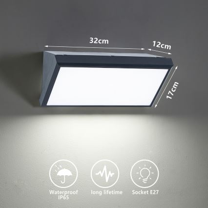 Brilagi - Aplique de pared exterior LED regulable TRIANGLE 1xE27/6W/230V 2700-6500K IP65 antracita
