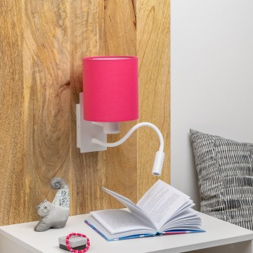 Brilagi - LED Aplique flexible NUBILA 1xE27/25W/230V + LED/3W blanco/rosa