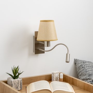 Brilagi - LED Aplique flexible NUBILA 1xE27/25W/230V + LED/3W cromo mate/marrón claro