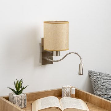 Brilagi - LED Aplique flexible NUBILA 1xE27/25W/230V + LED/3W cromo mate/marrón claro