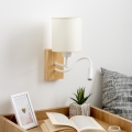Brilagi - LED Aplique flexible NUBILA WOOD 1xE27/25W/230V + LED/3W roble/blanco/color crema